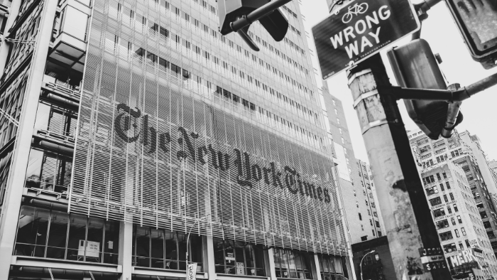 Exterior photo of New York Times building