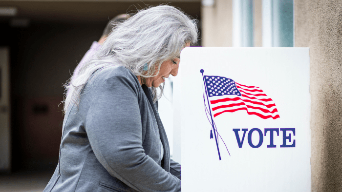 Woman voting