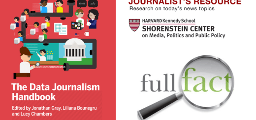 Full Fact, Journalist's Resource, and the Data Journalism Handbook: Three tools that help journalists quickly sort through data for their reporting.