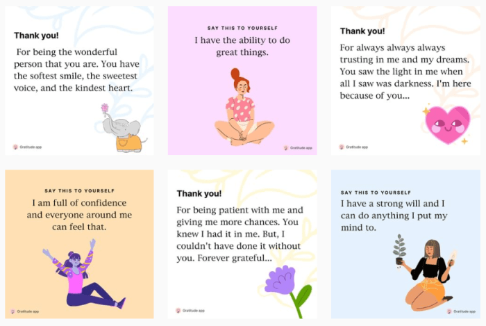 Gratitude blogs - screenshot of @gratfulness.me on Instagram