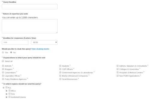 ProfNet Query Form 2